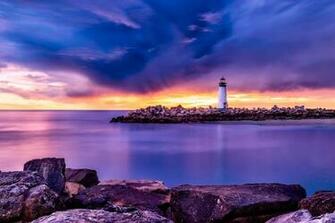 Bay Beautiful California Clouds Dusk HDr Light Lighthouse