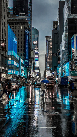 New York City Street Reflection Motion Blur Dark 4k Sony Wallpaper