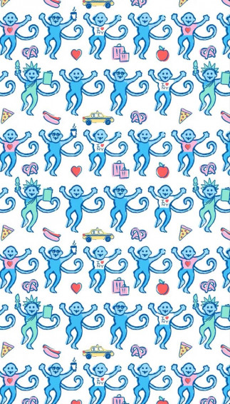 New York Roller Rabbit Monkey Wallpaper Preppy iPhone