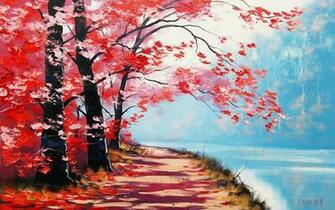 Red Leaves Tree Wallpaper High Quality