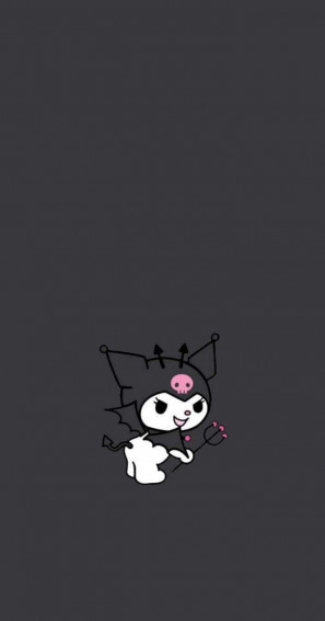 Kuromi iPhone Plain Black Wallpaper