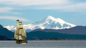 Wallpaper Vancouver Island Mountains Snow River Boat