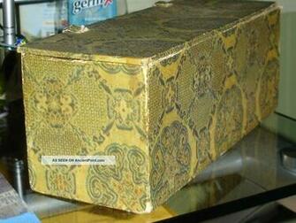 Rare Antique Vintage Chinese Wallpaper Dresser Box C Bone