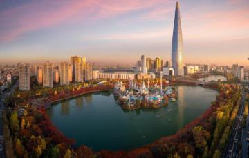 Wallpaper Autumn Lake Park Building Tower Home South Korea