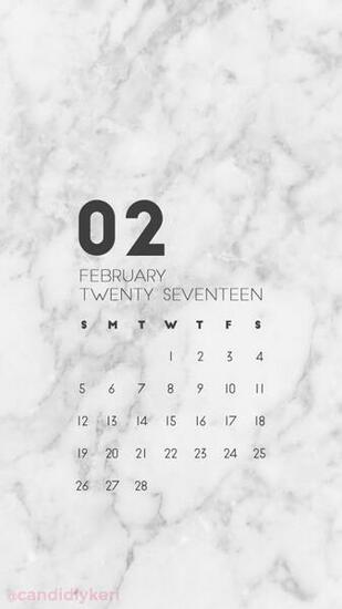 Marble Organized Clean February Calendar Wallpaper