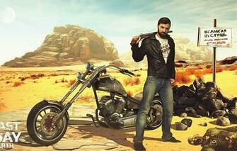 Wallpaper Desert Biker Apocalypse Survival Weapons