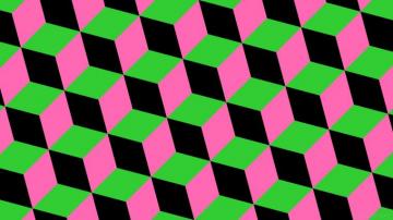 Wallpaper Green Pink Black 3d Cubes Lime Hot Neon And