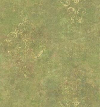 Brewster Green Damask Texture Wallpaper Contemporary