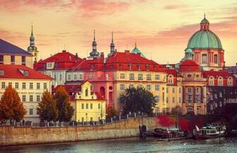 Wallpaper Prague Czech Republic Pier Rivers Motorboat Cities Houses