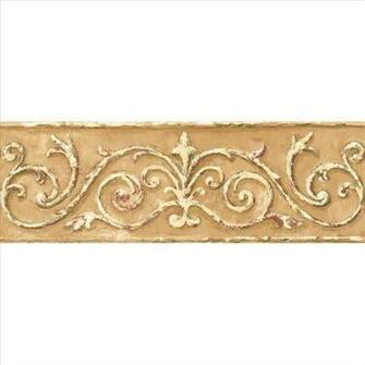 Acanthus Scroll Architectural Gold Wallpaper Border Hint Of Red