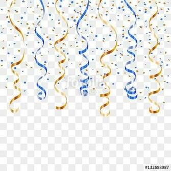 Gold Blue Ribbon Confetti Golden Serpentine On