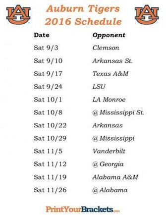 Auburn Football Tigers Schedule