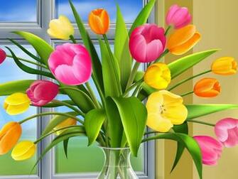 Lovely Cartoon Tulips HD Wallpaper The Database