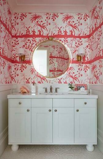 Wallpaper Is Quadrille China Seas Vanity Hardware Water Streak