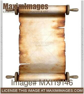 Photo Of Unfolded Roll Old Parchment Background Stock Image