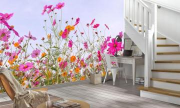 Pink Summer Flowers Wallpaper Art Marmalade