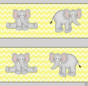 Yellow And Grey Elephant Chevron Wallpaper Border Wall Decals For Baby
