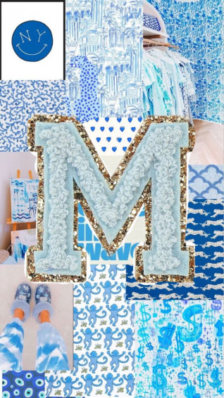Blue Stoney Clover Lane Letter Wallpaper M Preppy