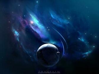 Full HD Wallpaper Space Blue Nebulae Planets Spacecrafts Stars