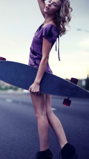 Longboard Girl iPhone Wallpaper Background