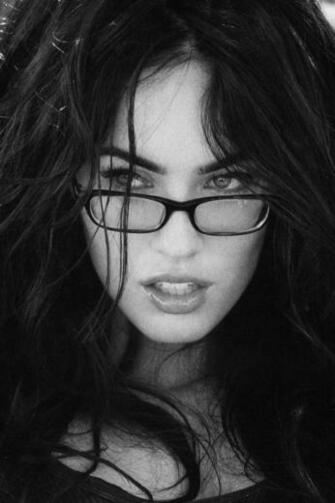 Megan Fox Black Glasses Wallpaper iPhone