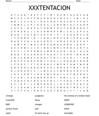 Xxxtentacion Word Search Wordmint