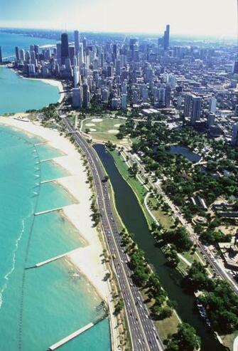 Arial Of Chicago S Lakefront