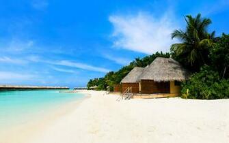 Beach Bungalows On The Tropical Island Wallpaper