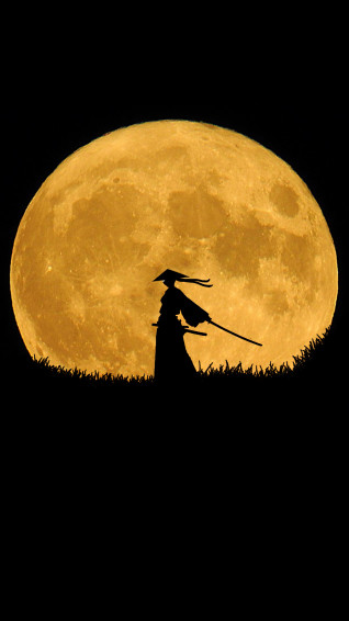 Samurai Full Moon Anime Minimalist Wallpaper 4k HD Pc 960i