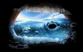 Grappige Desktop HD Wallpaper Met Haaien En Tanden