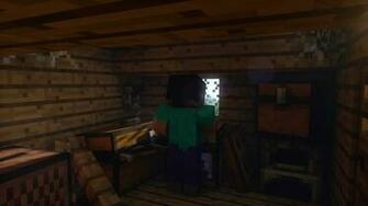 Minecraft Wallpaper Steve Fighting Mobs In His Shelter Preparing