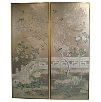Chinoiserie Chic Framed Wallpaper Panels