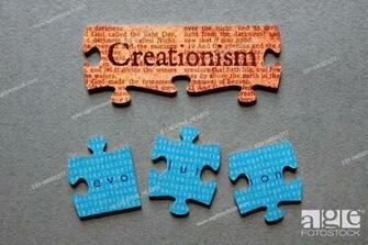 Creationism Against Background Of Genesis Text Printed On Matched