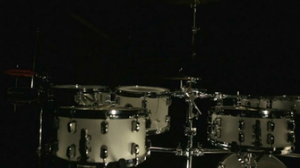 Drum Set On Dark Background White Kit Black