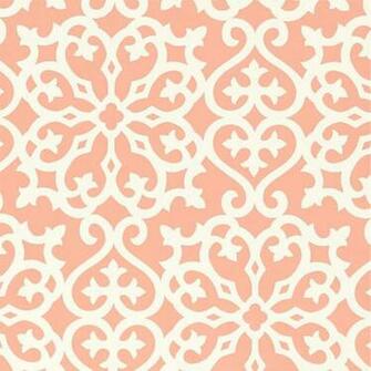 Derbyshire Damask Wallpaper In Coral And Artwork Decor