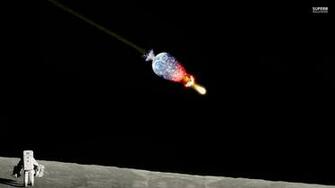 Astronaut Watching Earth Exploding From The Moon Wallpaper