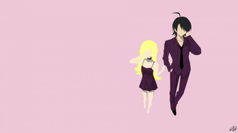 Araragi Koyomi And Shinobu Oshino Minimalist HD Wallpaper