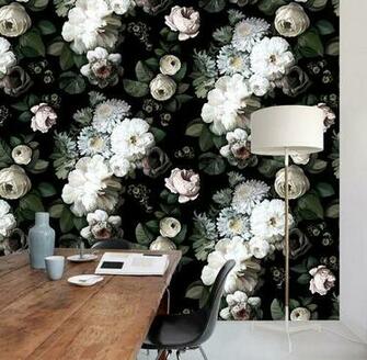Ellie Cashman Dark Floral Wallpaper