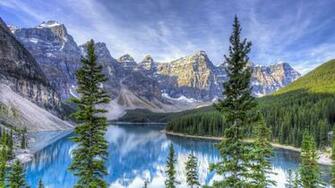 Moraine Lake Alberta Canada HDr Wallpaper Background 4k Ultra HD