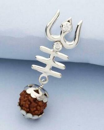 Sterling Silver Rudraksha Trishul Pendant Shivay Shiva