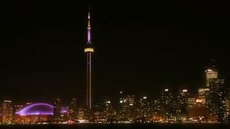 Toronto Skyline Night Wallpaper Garish By