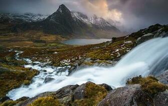 Wallpaper Mountains Waterfall Wales Snowdonia Image For