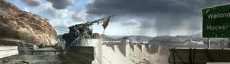 Fallout New Vegas Hoover Dam Dual Monitor Wallpaper