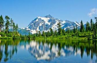 Washington Lake Mountains Trees Landscape Wallpaper