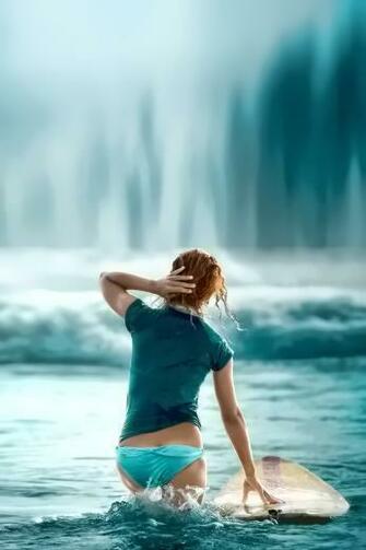 Surfing Girl iPhone Wallpaper iPhone4 Org And