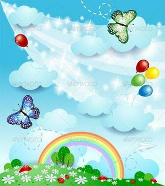 Spring Background With Butterflies Landscapes Nature