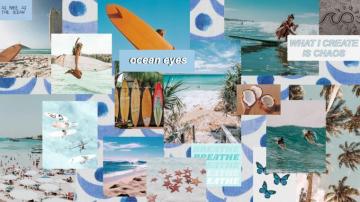 Beach Theme Collage Aesthetic Desktop Wallpaper iPhone