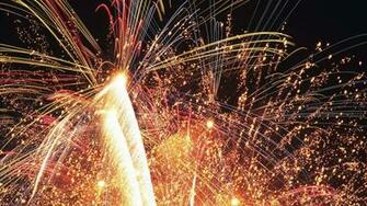Ultra HD Wallpaper Shine Fireworks Flash Night Gold 4k