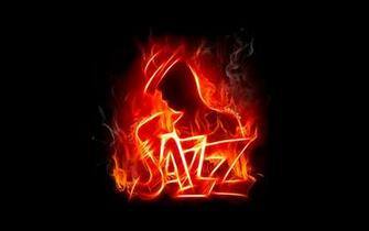 Abstract Music Fire Jazz Flaming Black Background Wallpaper