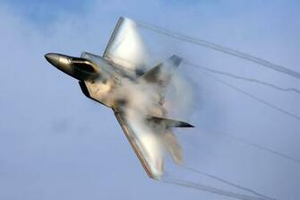F22 Raptor With Vapor Transport Wallpaper Image Featuring Aircraft